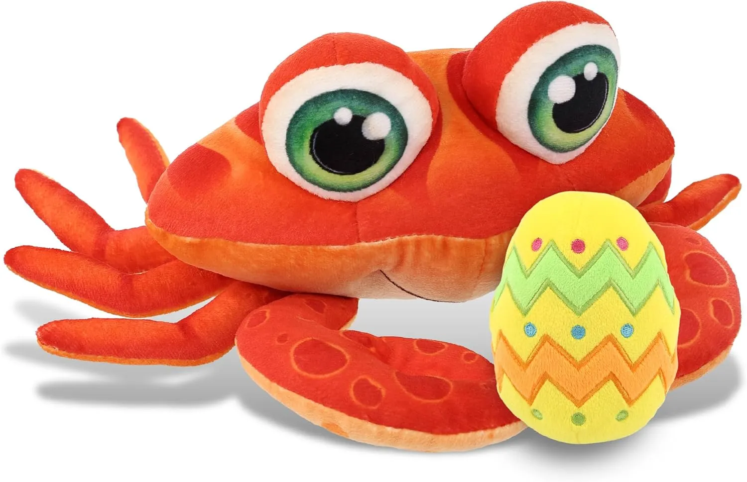 DolliBu Plush Buddies Red Crab with Yellow Easter Egg Plush and Name Personalization - Stuffed Animals for Easter Basket, Easter Egg Stuffed Animal Spring Toys for Girls, Boy, Baby - 10 Inches