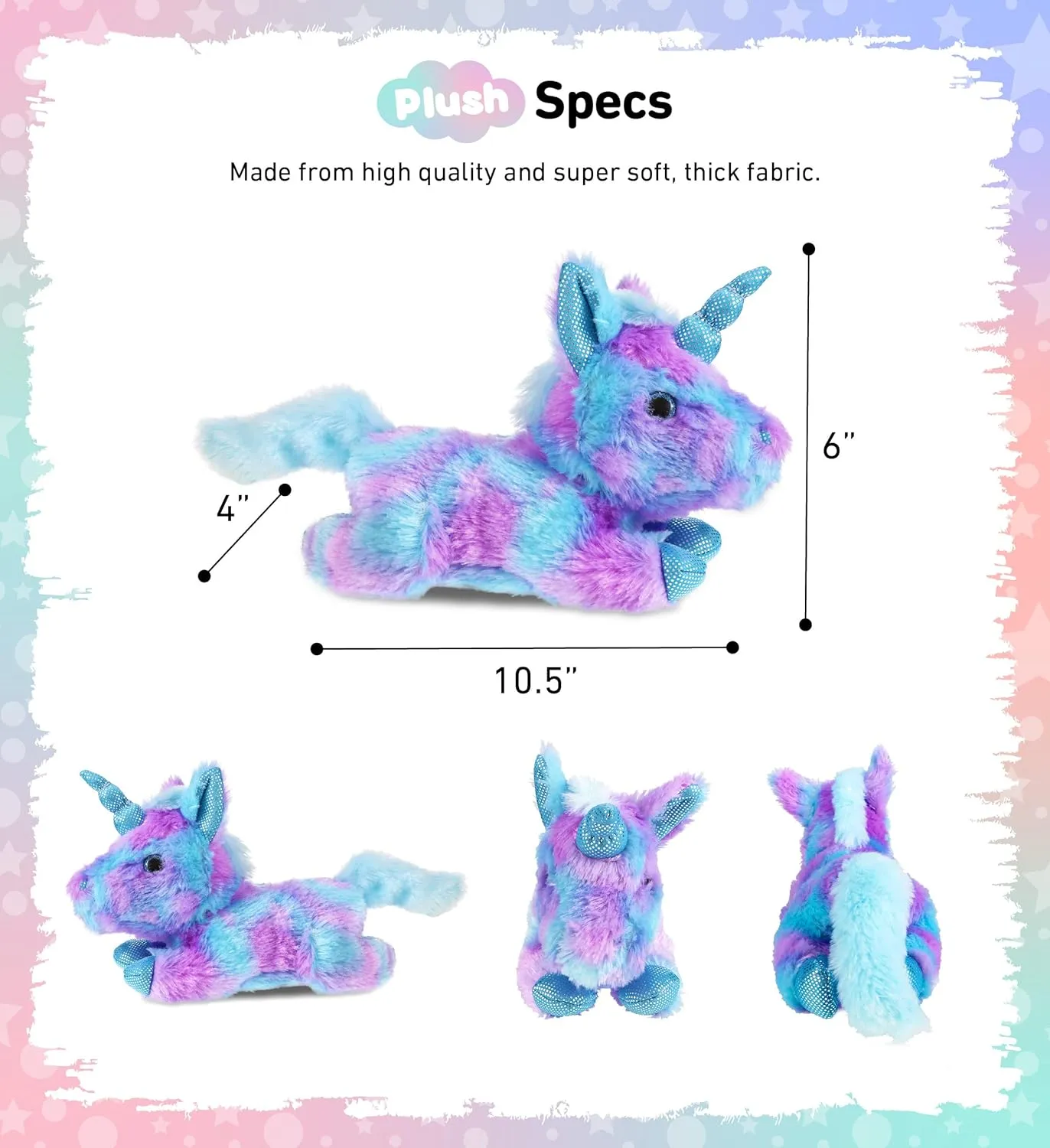 DolliBu Plush Friday Blue Unicorn Stuffed Animal - Soft Huggable Lying Unicorn, Playtime Plush Toy, Cute Animal Cuddle Gifts for Kids & Adults - 10.5 Inches