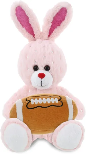 DolliBu Rose Gold Bunny Stuffed Animal with Football Plush - Soft Huggable Bunny, Adorable Playtime Plush Toy, Cute Farm Animal Gift for Kids and Adults - 8 Inches