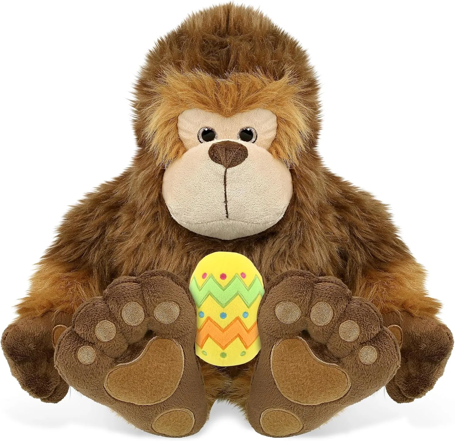DolliBu Super Soft Big Foot with Yellow Easter Egg Plush and Name Personalization - Cute Stuffed Animals for Easter Basket, Easter Egg Stuffed Animal Spring Toys for Girls, Boy, Baby - 12 Inches