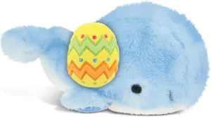 DolliBu Super Soft Blue Whale with Yellow Easter Egg Plush and Name Personalization - Cute Stuffed Animals for Easter Basket, Easter Egg Stuffed Animal Spring Toys for Girls, Boy, Baby - 7 Inches
