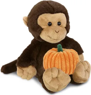 DolliBu Super Soft Brown Monkey Stuffed Animal with Cute Pumpkin Decor Cute Plush Monkey Animal for Fall, Halloween and Thanksgiving, Pumpkin Toy for Baby, Kids, Adults 9 Inches