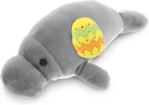 DolliBu Super Soft Grey Manatee with Yellow Easter Egg Plush and Name Personalization - Cute Stuffed Animals for Easter Basket, Easter Egg Stuffed Animal Spring Toys for Girls, Boy, Baby - 15 Inches