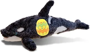 DolliBu Super Soft Killer Whale with Yellow Easter Egg Plush and Name Personalization - Cute Stuffed Animals for Easter Basket, Easter Egg Stuffed Animal Spring Toys for Girls, Boy, Baby - 18 Inches