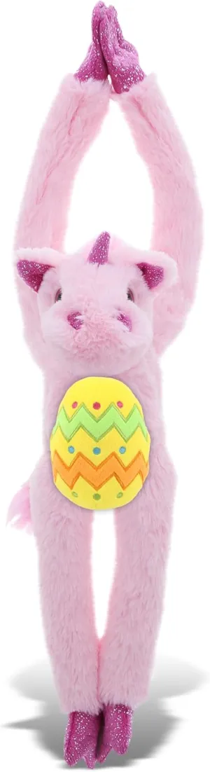 DolliBu Super Soft Long-Arm Hanging Unicorn with Yellow Easter Egg Plush - Perfect Stuffed Animals for Easter Basket, Cute Easter Egg Stuffed Animal Spring Toys for Girls, Boy, Baby - 21 Inches
