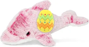 DolliBu Super Soft Pink Dolphin with Yellow Easter Egg Plush and Name Personalization - Cute Stuffed Animals for Easter Basket, Easter Egg Stuffed Animal Spring Toys for Girls, Boy, Baby - 14 Inches