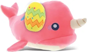 DolliBu Super Soft Pink Narwhal with Yellow Easter Egg Plush - Perfect Narwhal Stuffed Animals for Easter Basket, Cute Easter Egg Stuffed Animal Spring Toys for Girls, Boy, Baby - 11.75 Inches