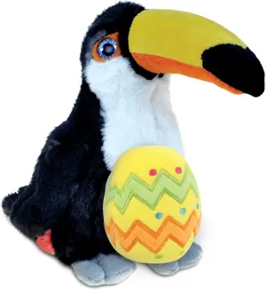 DolliBu Super Soft Toucan Bird with Yellow Easter Egg Plush and Name Personalization - Cute Stuffed Animals for Easter Basket, Easter Egg Stuffed Animal Spring Toys for Girls, Boy, Baby – 9.5 Inches