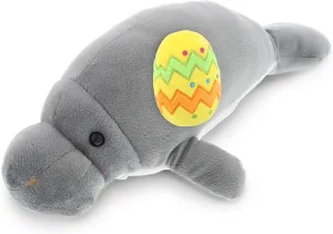 DolliBu Wild Collection Grey Manatee with Yellow Easter Egg Plush and Name Personalization - Cute Stuffed Animals for Easter Basket, Easter Egg Stuffed Animal Spring Toys for Girls, Boy, Baby - 9 Inch