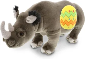 DolliBu Wild Collection Rhino with Yellow Easter Egg Plush and Name Personalization - Cute Stuffed Animals for Easter Basket, Easter Egg Stuffed Animal Spring Toys for Girls, Boy, Baby - 16 Inches