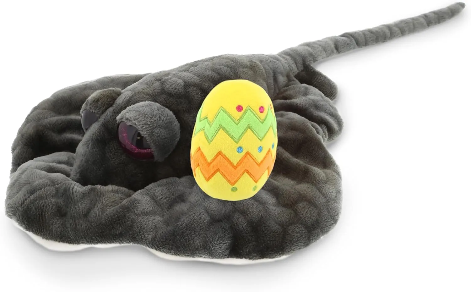 DolliBu Wild Collection Stingray with Yellow Easter Egg Plush - Perfect Stingray Stuffed Animals for Easter Basket, Cute Easter Egg Stuffed Animal Spring Toys for Girls, Boys, and Babies - 18 Inches