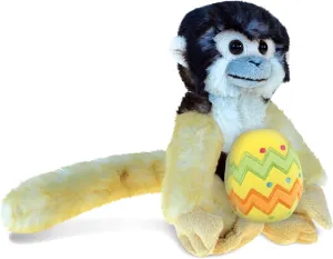 DolliBu Wild Squirrel Monkey with Yellow Easter Egg Plush and Name Personalization - Cute Stuffed Animals for Easter Basket, Easter Egg Stuffed Animal Spring Toys for Girls, Boy, Baby - 12.5 Inches