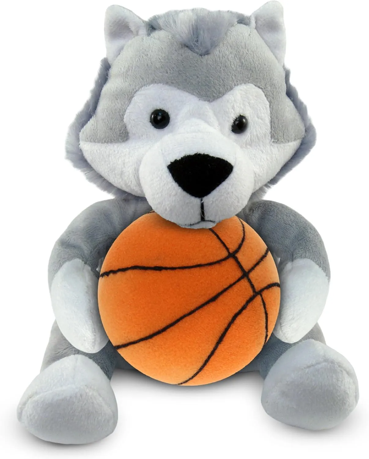 DolliBu Wolf Stuffed Animal with Basketball Plush - Soft Huggable Wolf, Adorable Playtime Wolf Plush Toy, Personalized Plush Doll Animal Toy for Kids and Adults - 6 Inches