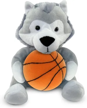 DolliBu Wolf Stuffed Animal with Basketball Plush - Soft Huggable Wolf, Adorable Playtime Wolf Plush Toy, Personalized Plush Doll Animal Toy for Kids and Adults - 6 Inches
