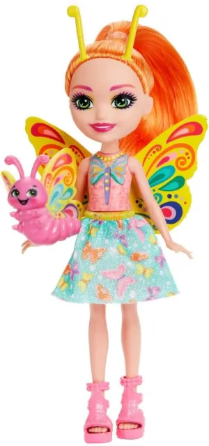 Dolls, City Tails Belisse Butterfly Doll and Dart Animal Friend, Small Doll with Removable Skirt and Accessories, Gifts for Kids, HKN12