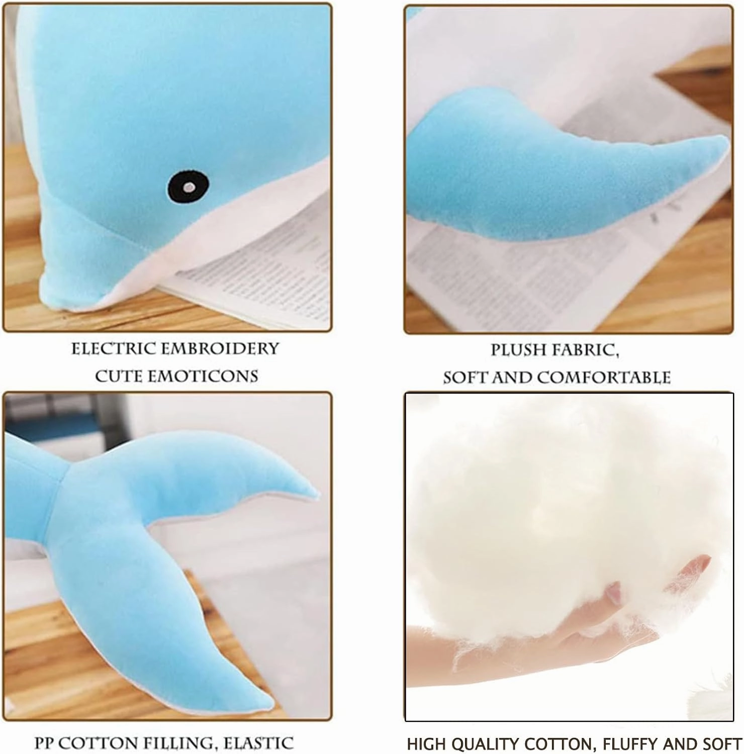 Dolphin Stuffed Animals Plush Pillow Super Soft Sea Animal Plush Toys Dolls for Boys Girls Sleeping Cushion Gift (70cm/27.55in, Blue)