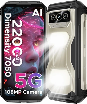 DOOGEE V Max S (2025) 5G Unlocked Rugged Phone,Dual Camping Lights,22000mAh Battery,Android 14,24GB 256GB/TF 2TB Rugged Smartphone,108MP 16MP,6.58”FHD 120Hz IPS Screen,Dual Unlock/NFC/WiFi6(Titanium)