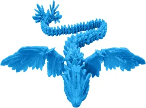 DOSSAYUN 3D Printed Dragon Toys Ancient Dragon Mother Action Figures with Flexible Flying Wings, Relief Anti-Anxiety Dragon Figurines Home Decor Collectible Figurines (Liberty Azure, 17.7 in)