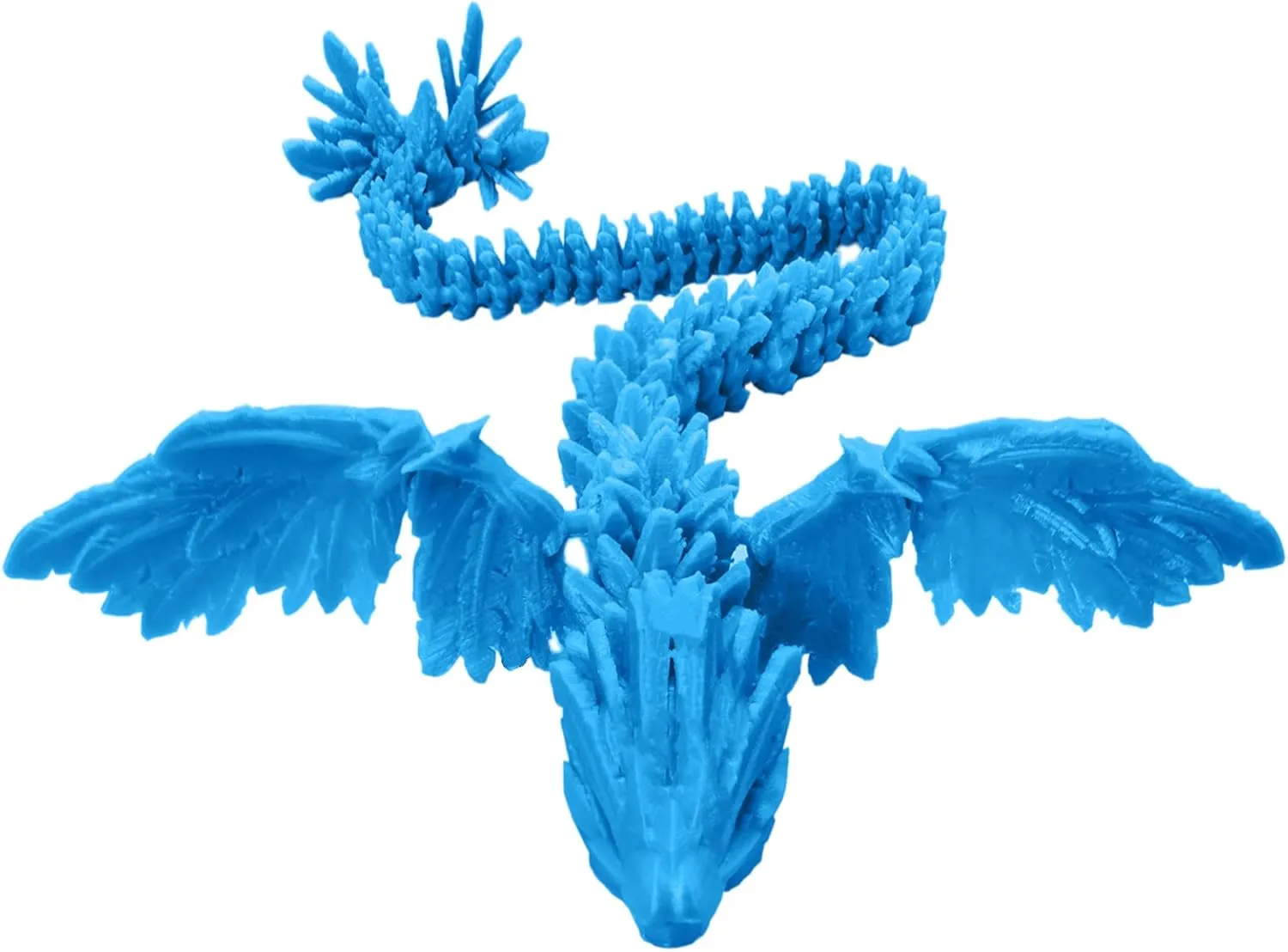 DOSSAYUN 3D Printed Dragon Toys Ancient Dragon Mother Action Figures with Flexible Flying Wings, Relief Anti-Anxiety Dragon Figurines Home Decor Collectible Figurines (Liberty Azure, 17.7 in)