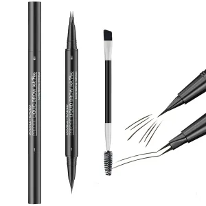 Double Ended Eyebrow Pencil And Brush Set For Natural Sculpted Brows Adjustable Hardness Women's Makeup Essential