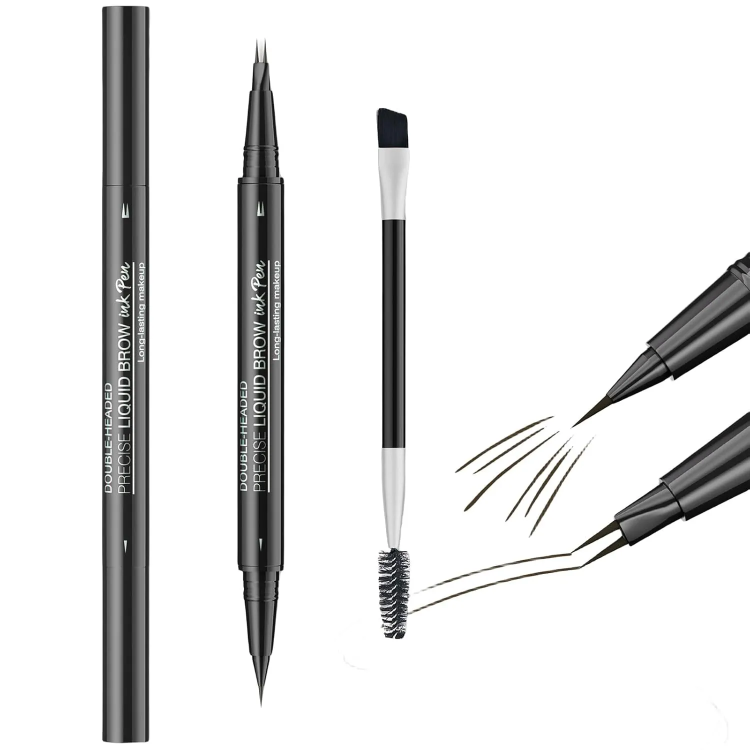 Double Ended Eyebrow Pencil And Brush Set For Natural Sculpted Brows Adjustable Hardness Women's Makeup Essential