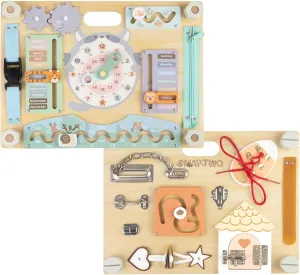 Double-Sided Wooden Busy Board for Toddlers, Sensory Activity Board, Montessori Travel Toy for Kids Age 2-5, Educational Toy for Autism, Ideal Choice for Baby Girls or Boys Birthday