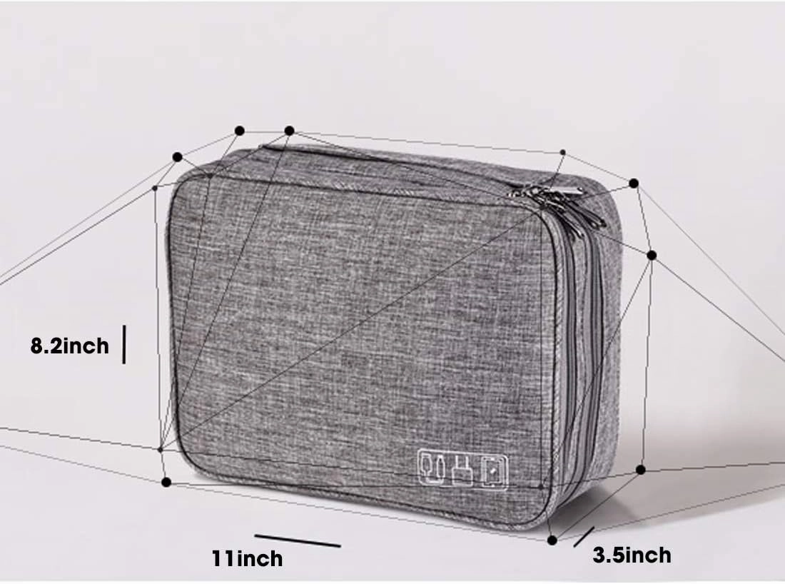 Double Layer Electronic Accessories Organizer Waterproof Travel Cable Storage Bag Gadget Bag for Charging Cable, Cellphone, iPad Mini, Plug, USB Flash Drive and More (Black)
