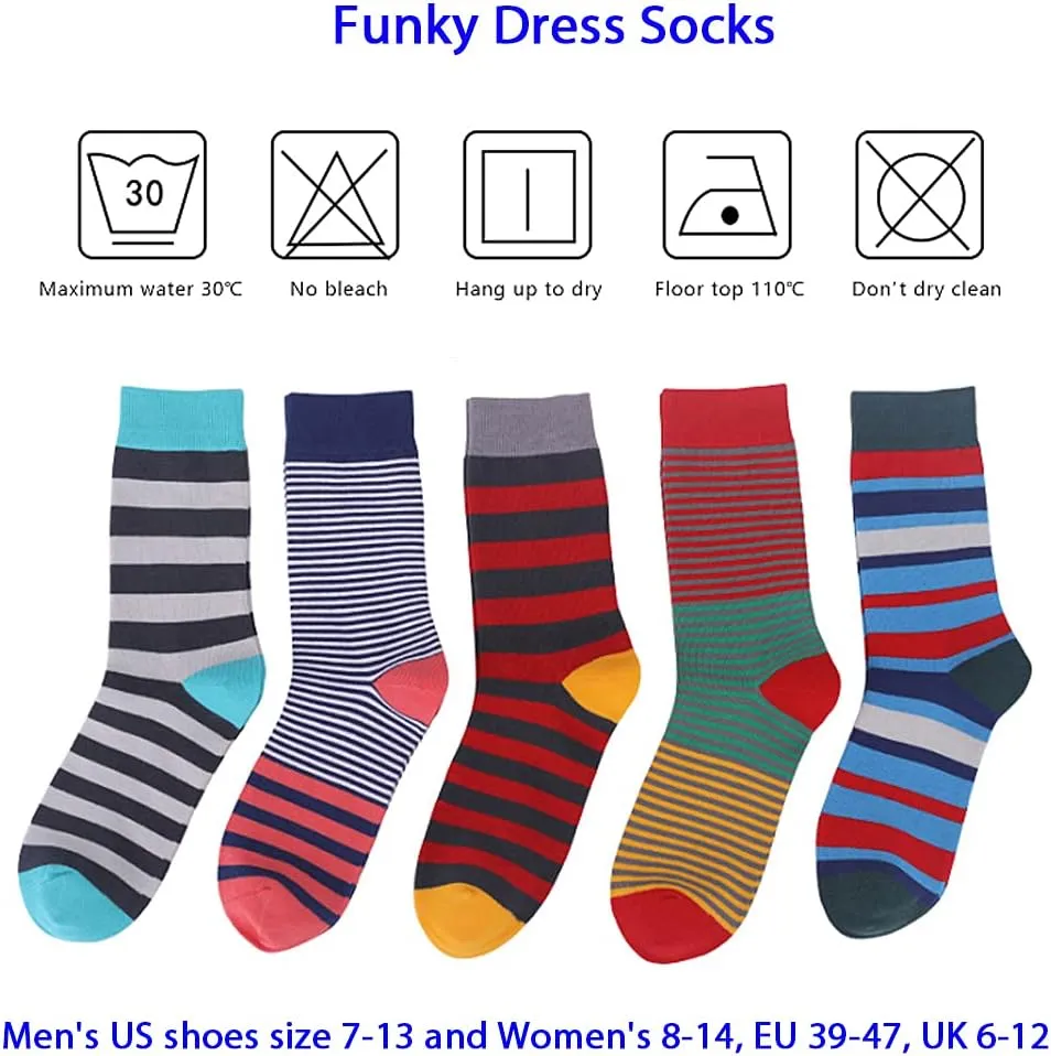 DRASEX Men's Dress Socks Funky Colorful Pattern Cotton Novelty Casual Crew Socks