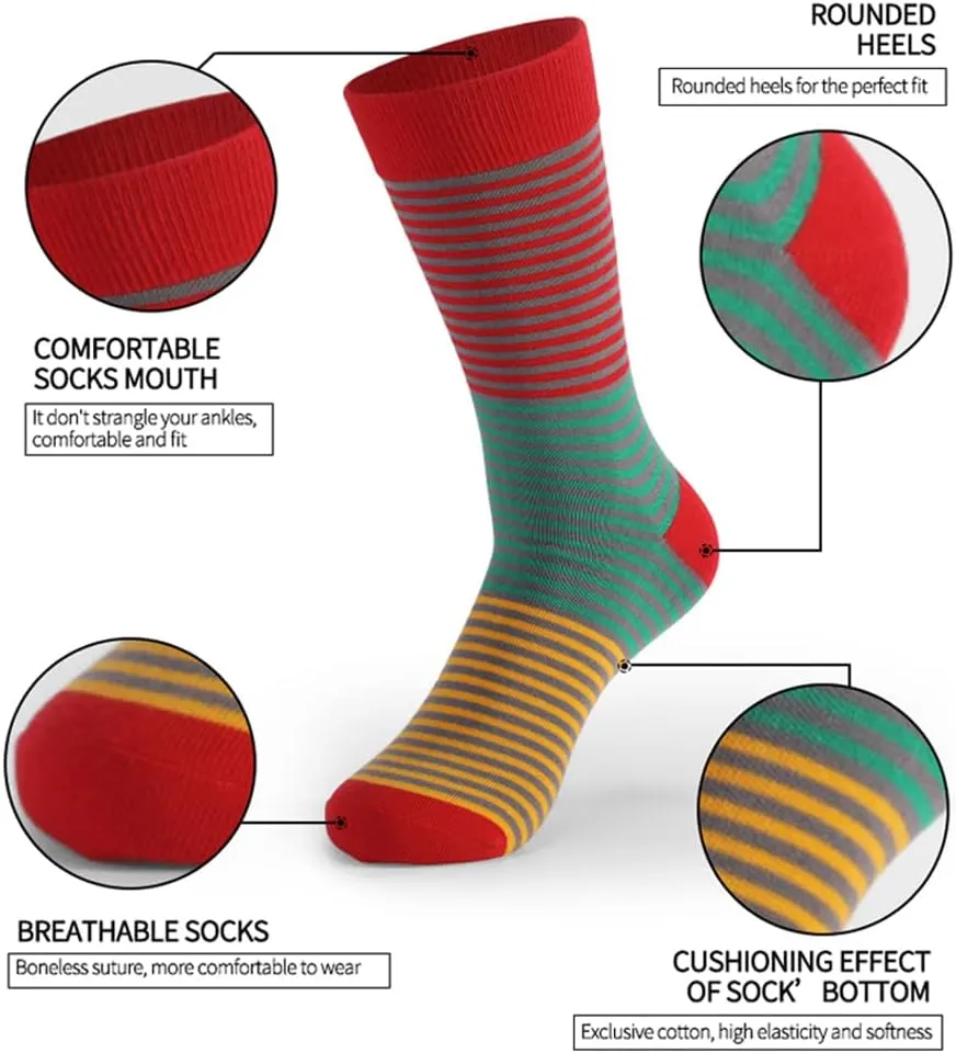 DRASEX Men's Dress Socks Funky Colorful Pattern Cotton Novelty Casual Crew Socks