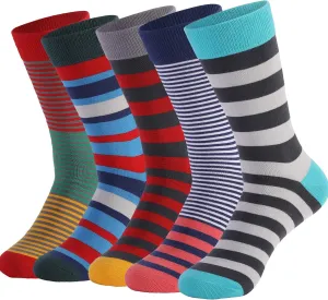 DRASEX Men's Dress Socks Funky Colorful Pattern Cotton Novelty Casual Crew Socks