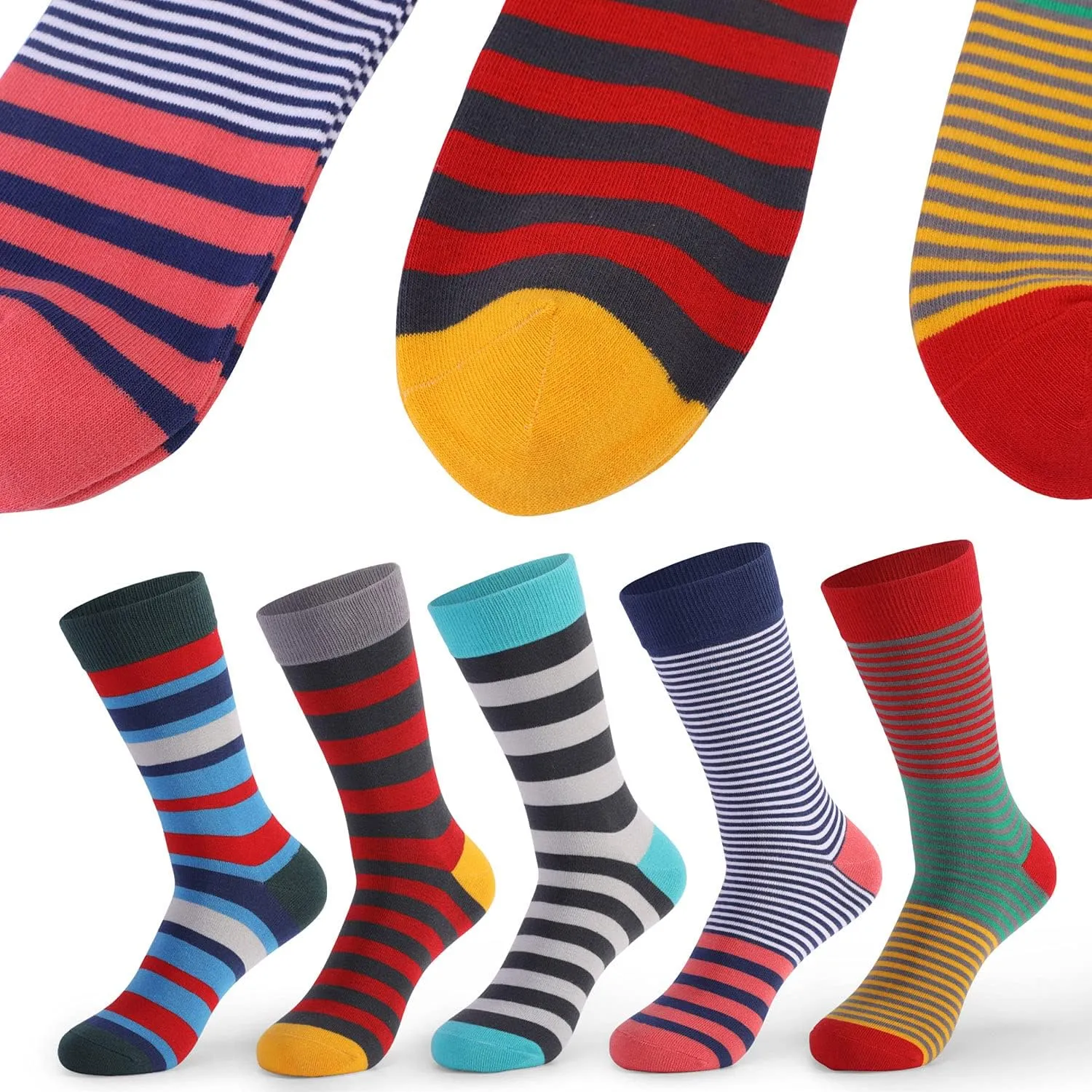 DRASEX Men's Dress Socks Funky Colorful Pattern Cotton Novelty Casual Crew Socks