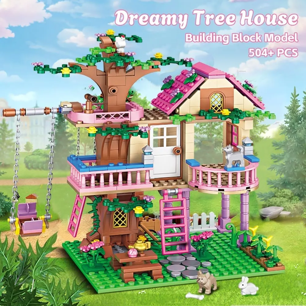 Dream Tree House Friends Building Set Friends Construction Educational Toy 504 Pieces Gifts for Girls Teens Kids Adults Ages 6 