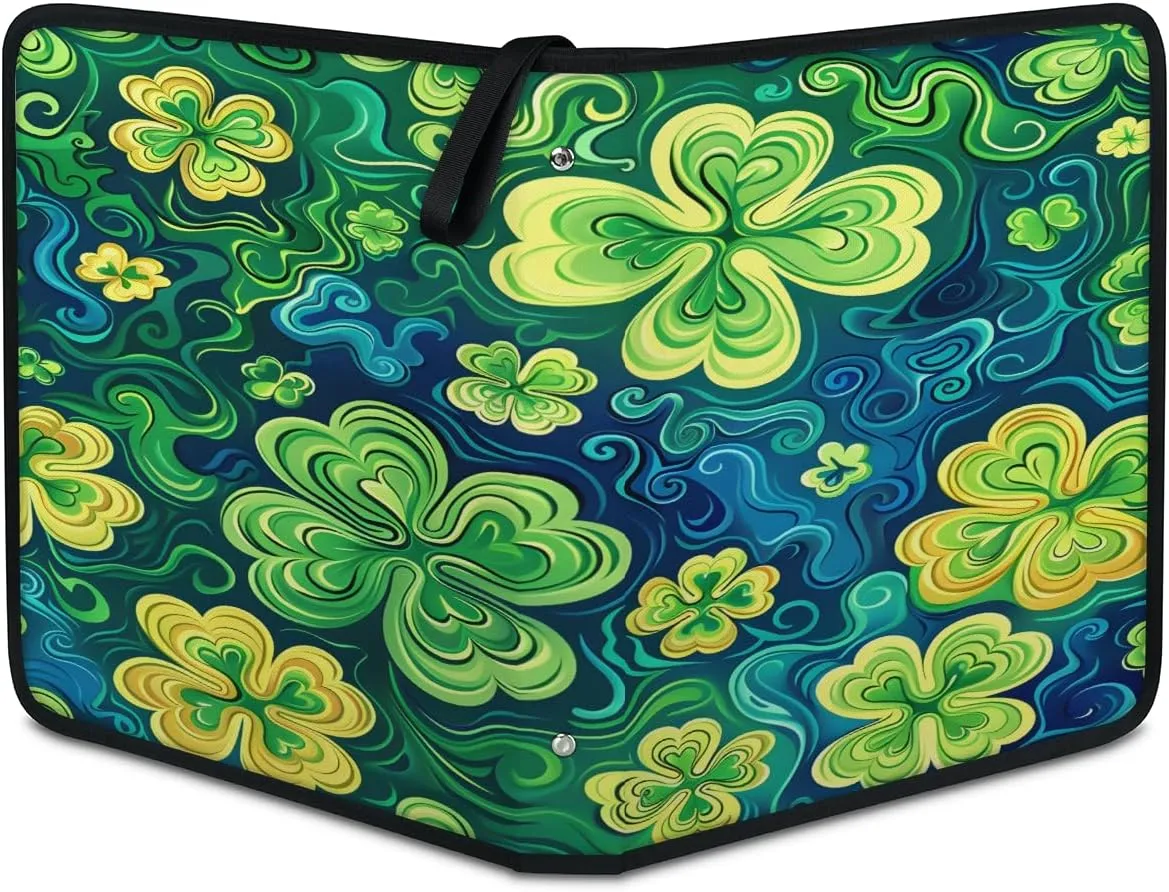 Dreamy Clovers 3 Ring Trading Zipper Binder Strap, Trading Card Binder 9 Pocket, 900 Pockets Card Holder with 50 Removable Sleeves for Game Cards