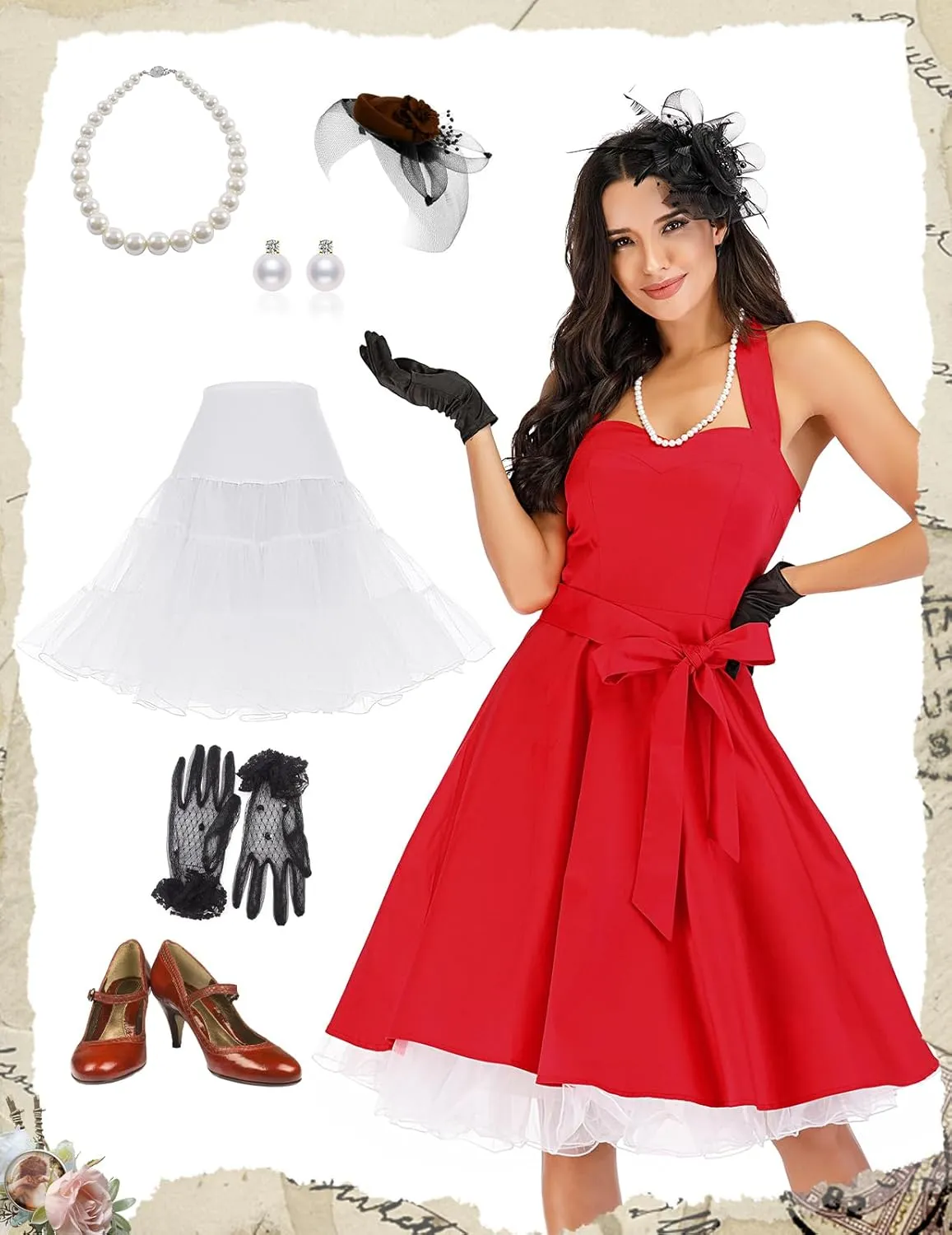DRESSTELLS 50s Petticoat Skirts Women Vintage Tutu Underkirt Retro Crinoline