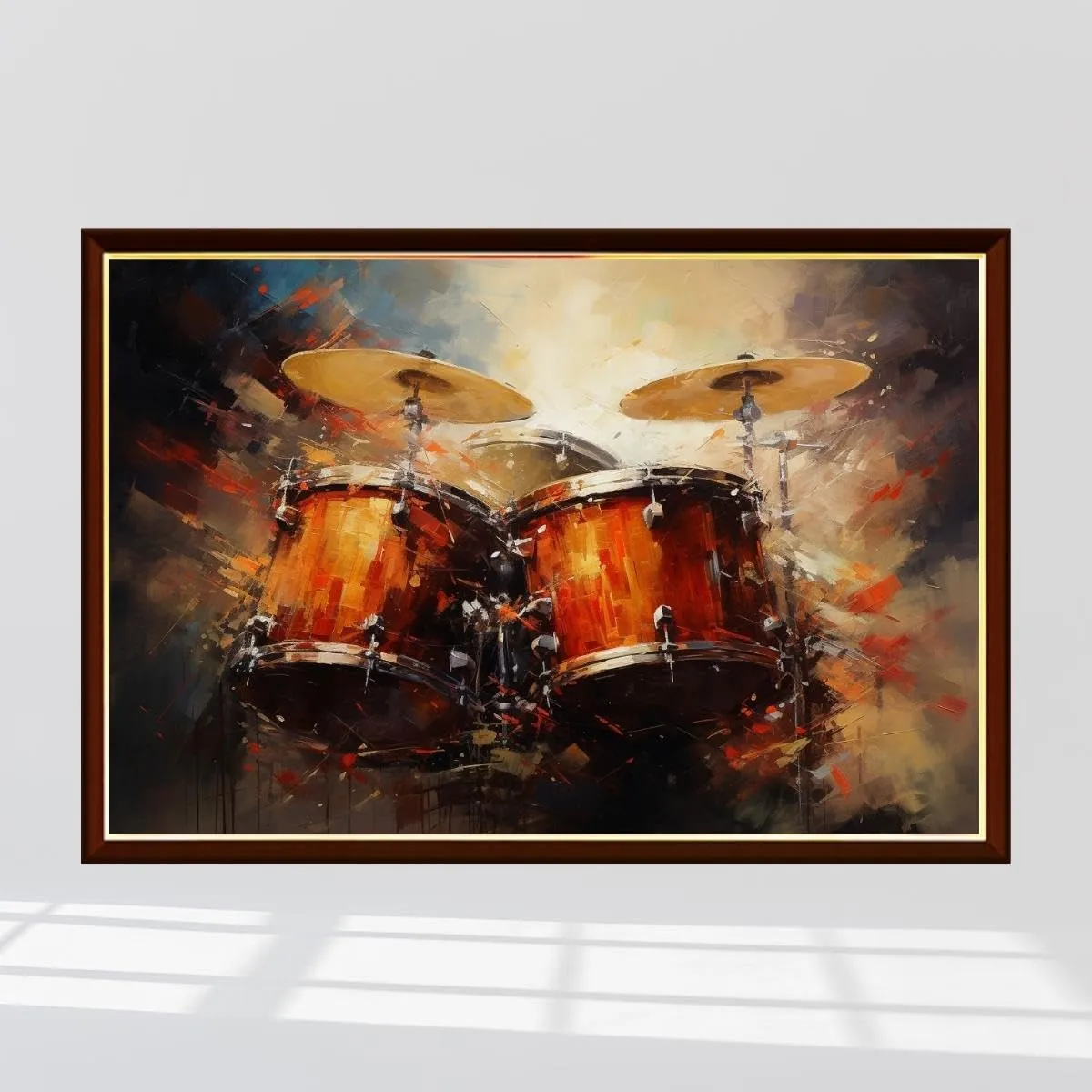 Drum Set Jigsaw Puzzle 1000pc (5075cm) - Wooden, Portable, Modern, Orange, Music Theme
