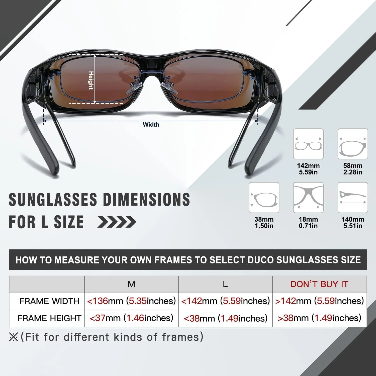 DUCO Wraparound Fitover Glasses Polarized Wear Over Sunglasses for Men Women UV Protection Sun Glasses Driving 8953