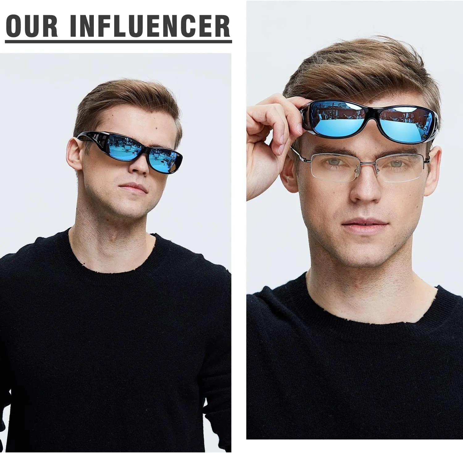 DUCO Wraparound Fitover Glasses Polarized Wear Over Sunglasses for Men Women UV Protection Sun Glasses Driving 8953