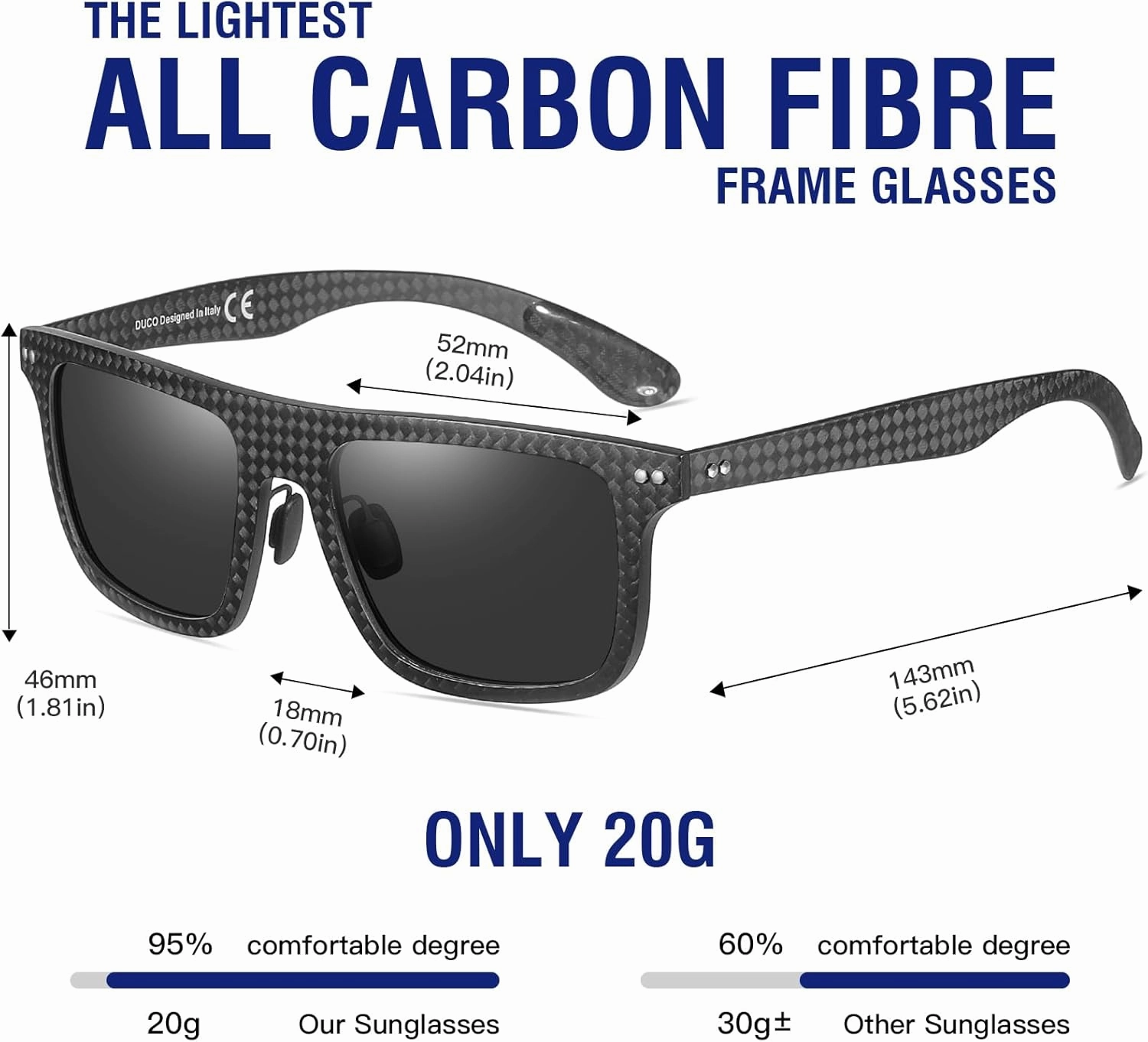 DUCO Polarized Sunglasses for Men Sun glasses All Carbon Fiber Frame 100% UV Protection for Driving Running Fishing DC8325