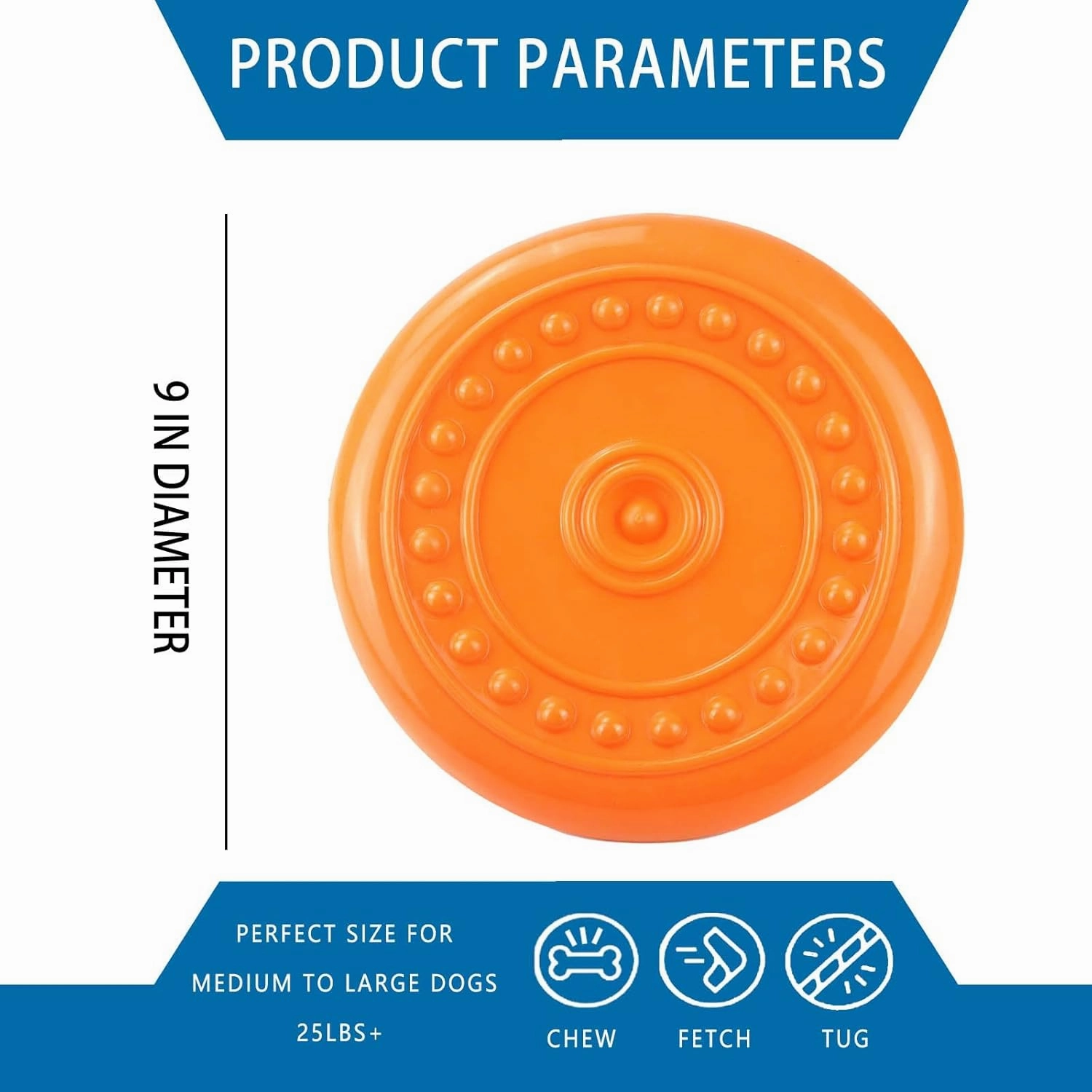 Durable Big Dog Toys - Flying Discs for Aggressive Chewers, Large, Medium & Small Dogs - Outdoor, Soft Rubber Gliding Discs