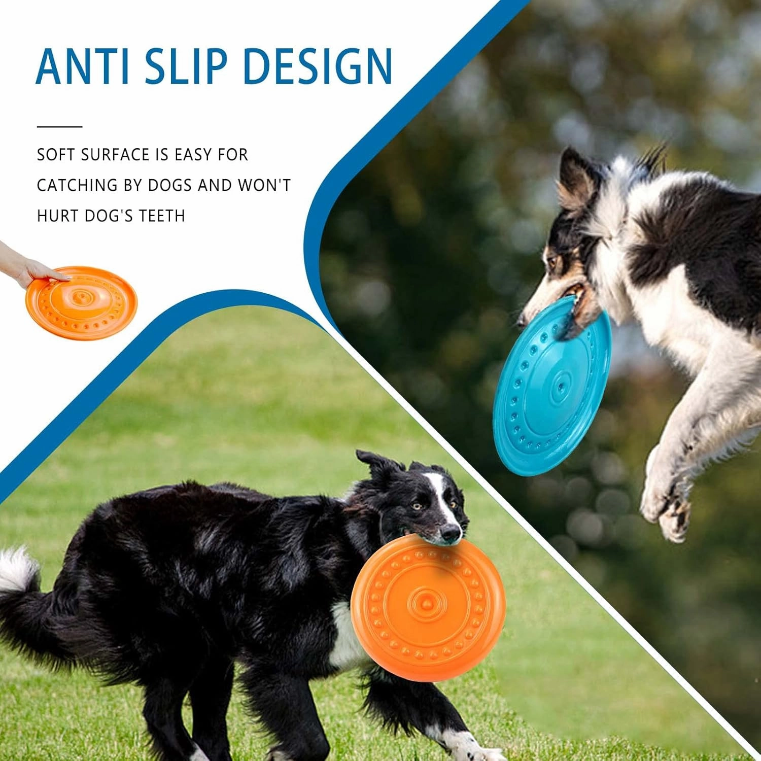 Durable Big Dog Toys - Flying Discs for Aggressive Chewers, Large, Medium & Small Dogs - Outdoor, Soft Rubber Gliding Discs