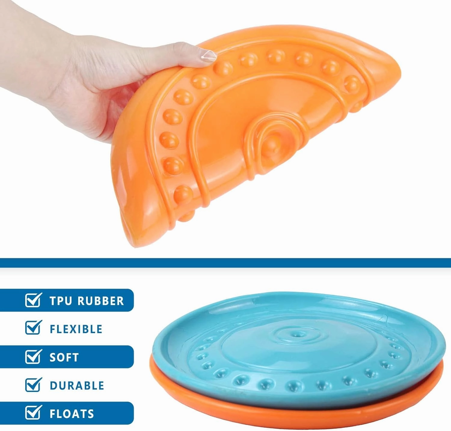 Durable Big Dog Toys - Flying Discs for Aggressive Chewers, Large, Medium & Small Dogs - Outdoor, Soft Rubber Gliding Discs