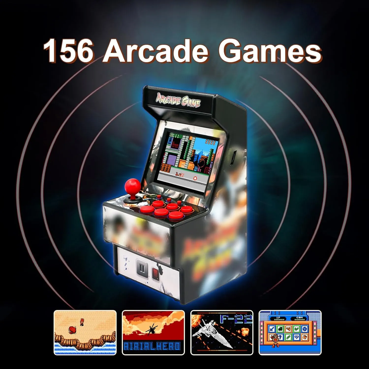 EASEGMER Mini Arcade Game Machines for Kids with 156 Classic Portable Handheld Video Games 16 Bit 2.8 Inches Screen Travel Gaming Electronic Toys Novelty Gift for Boys and Adults - Black