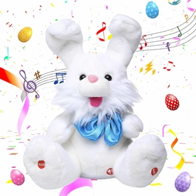 Easter Bunny Plush Singing Plush Bunny Toy Peek-A-Boo Toys Repeats What You Say with Floppy Ears Musical Interactive Stuffed Animal Easter Decoration for Girls Boys White 11.2”