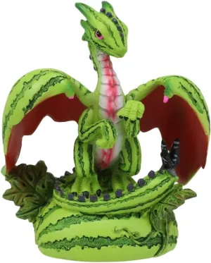 Ebros Colorful Garden Fruits and Berries Green Thumb Dragon Statue by Stanley Morrison Medieval Fairy Dragons Fantasy Decor Figurine (Refreshing Subtropical Watermelon)