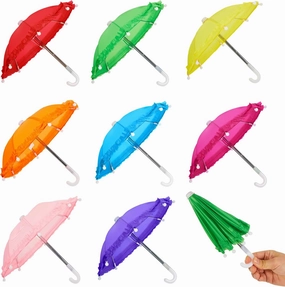 Eccliy 12 Pcs Mini Umbrella 11.8 Inch Colorful Tiny Plant Umbrella Adjustable Beach Sunny Rainy 1:6 Scale Doll Toys Cute Parasol for Photography Prop Supplies Home Decorations, 8 Colors (Classic Color)