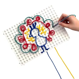 edxeducation Junior String Art - Lacing Toy for Kids - 2 Baseboards, 8 Laces and 4 Colors - Create Imaginative Designs - Explore Patterning, Shape Recognition and More
