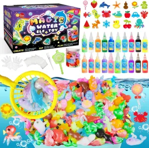 EggSun Magic Water Elf Toy for Kids,Aqua Fairy Water Gel Kit,20 Colors Squishy Maker Set,20 Shape Molds,Fun DIY Art & Craft Toy Creation Kit for Children,Birthday Party Gifts for Girls and Boys