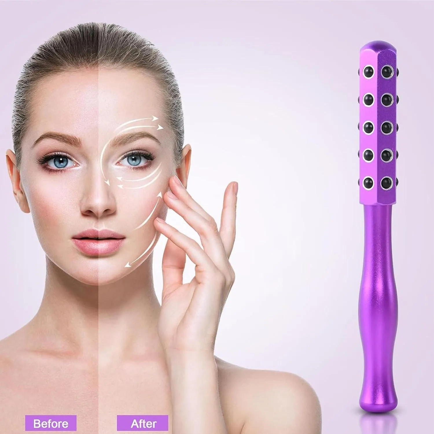 Elarique Glow Sculpting, Beauty Roller, Uplift Facial Massaging Beauty Tool, Cooling & Sculpting, Portable, Germanium Stones Face Tool, for Up Lifting and Skin Care (Gold)