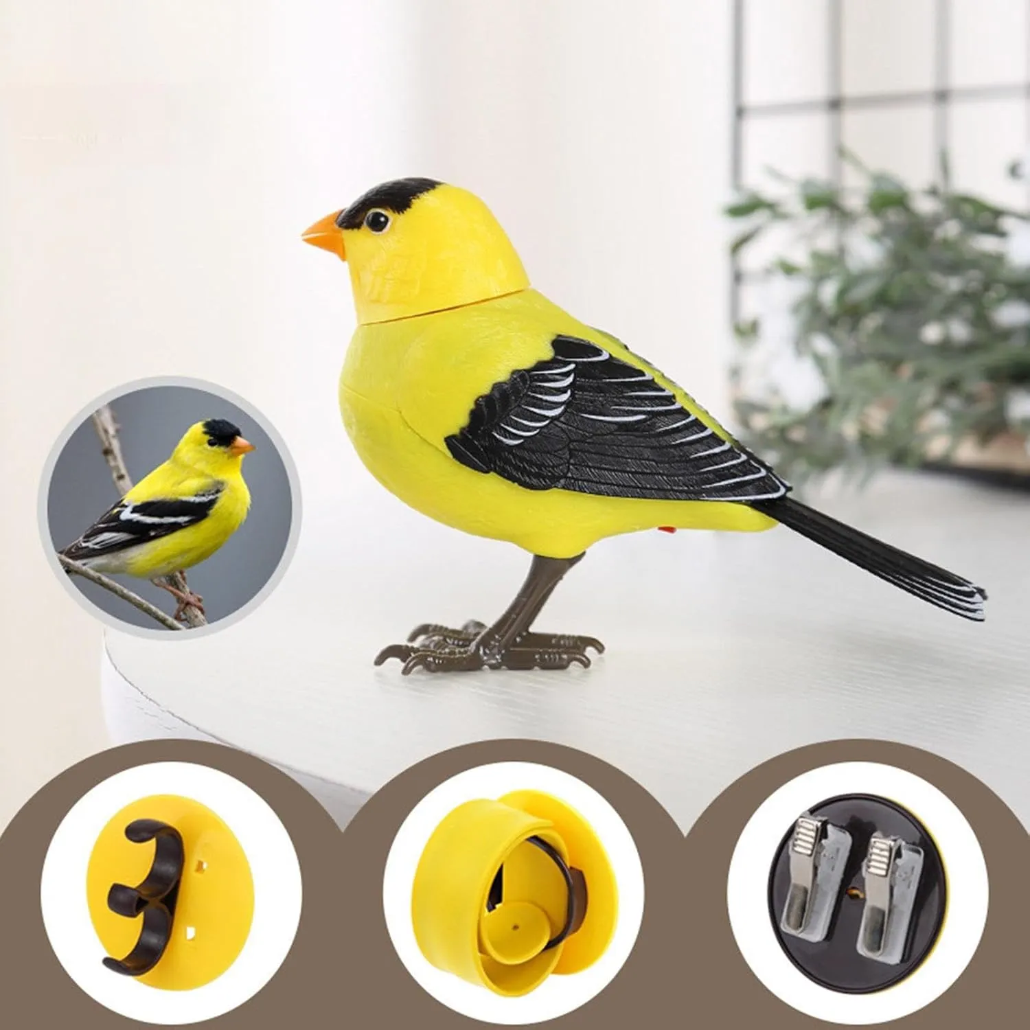 Electric Singing and Chirping Bird Toy, Cute Interactive Bird Toy and Decoration, Motion and Sound Activated, Battery Operated Simulation Bird Toys for Kids, Electric Desk Pets