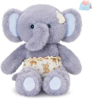 Elephant Stuffed Animals,Gray Plush Elephant Teddy Bear,Soft Plush Toys with Removable Diaper,Elephants Plushie Teddy Bear Toys for Baby Shower Birthday Gifts Boys Girls Kids,12''
